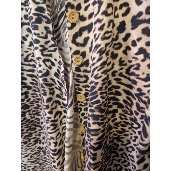 Animal Print Relaxed Fit Women's Collared Shirt Retro Y2K Safari Travel Sz L - Picture 4 of 4